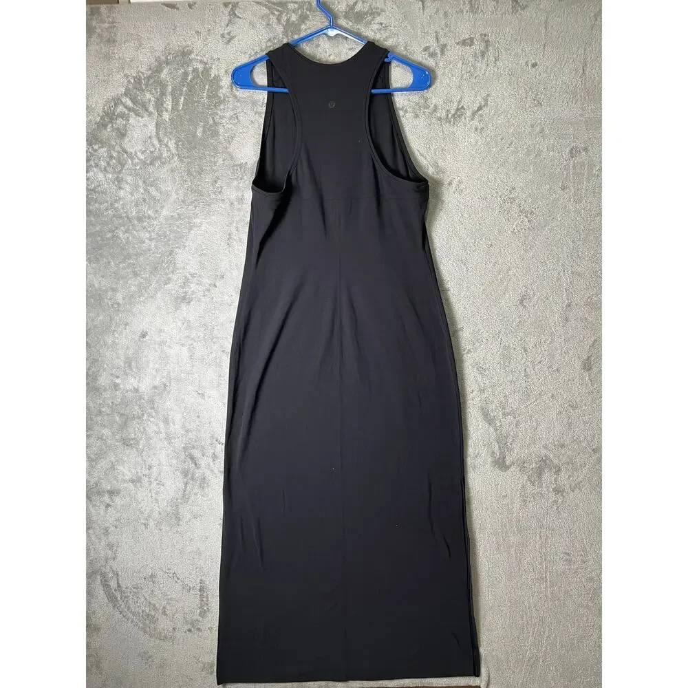 Lululemon Get Going Nulu Maxi Dress Black Sleeveless Racerback Size 12
